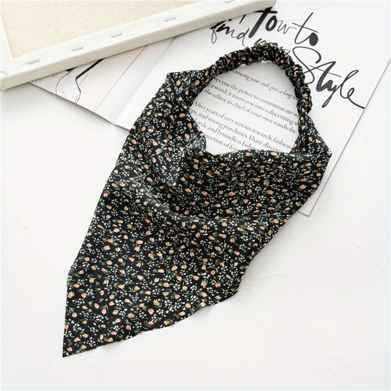 Women's Triangle Towel Elastic Hairband Floral Head Scarf Hair Band Boho Style