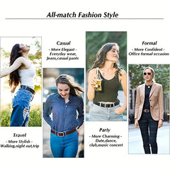 Women Leather Belts For Jeans Pants Dress Belt With Metal Pin Buckle