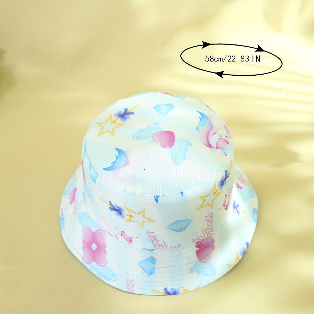 Pentagram Printed Bucket Hat Reversible Sunscreen Beach Hats Fisherman Cap