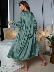Women's V-Neck Chemise & Robe Set - Loungewear & Sleepwear