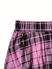  Plaid Print A Line Pleated Skirt