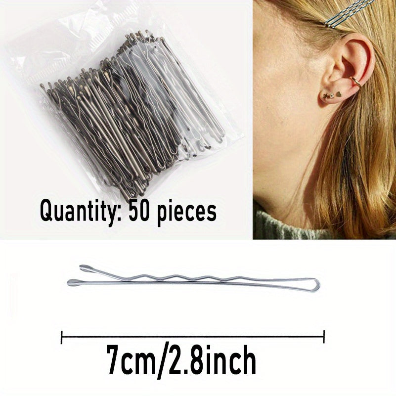 50 Large Silvery Non Slip Hair Clips for Thick Hair