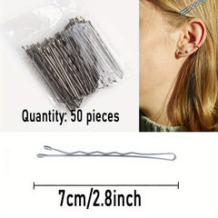 50 Large Silvery Non Slip Hair Clips for Thick Hair
