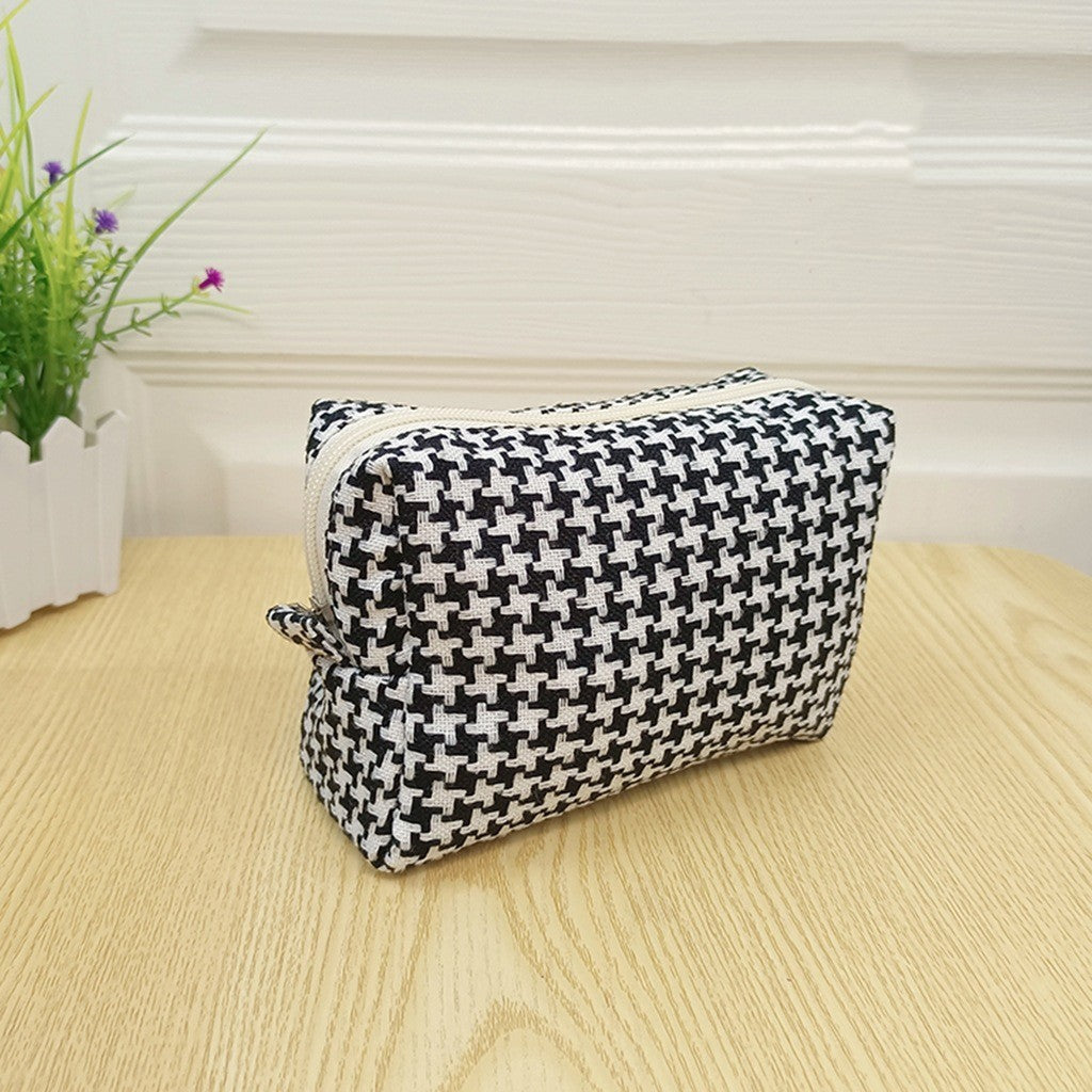 Large Capacity Canvas Cosmetic Bag with Coin Purse