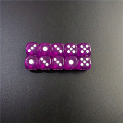 10pcs 12mm Acrylic Dice Set 11 Colors Hex Round Corner Bar KTV Entertainment