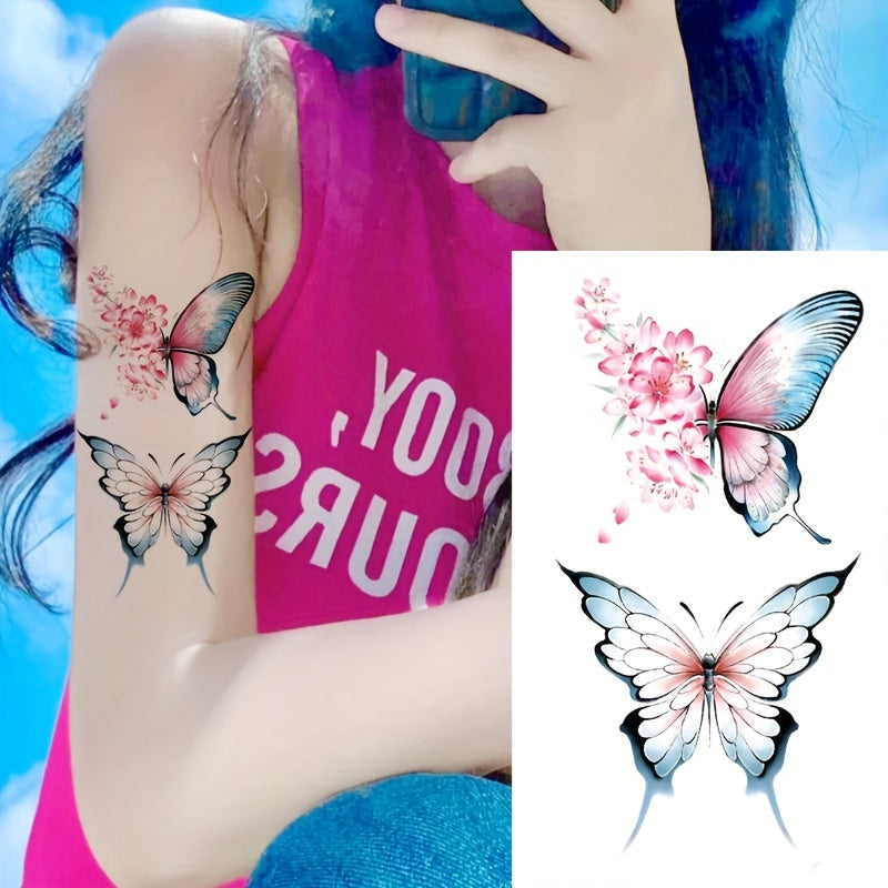 12 Sheets Temporary Tattoos Animal & Flowers Pattern Disposable Tattoo Stickers