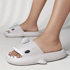 Women's Solid Cloud Shark Slides Soft Open Toe Non Slip Quick Drying Slides