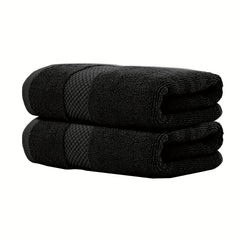 2pcs Solid Cotton Hand Towels Set - Soft & Absorbent - Bathroom Gym Spa Supplies