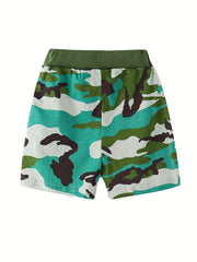 Kids Camouflage Graphic Drawing Shorts For Vacation Party