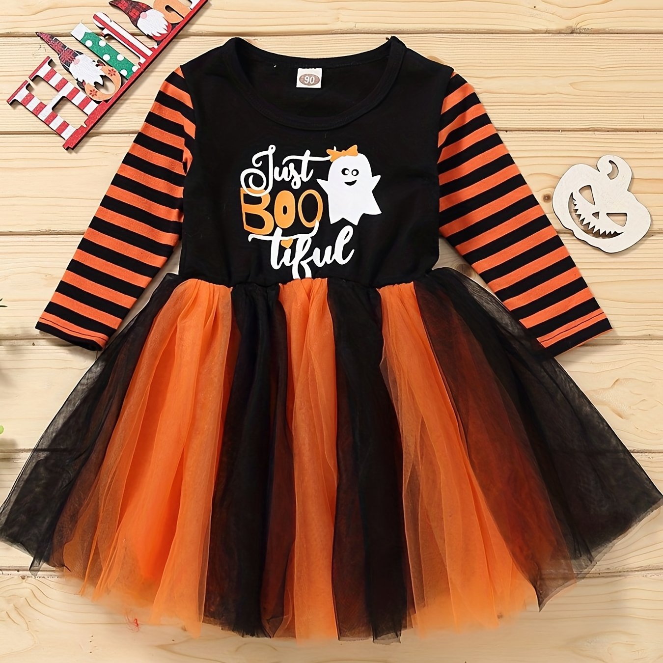 Halloween Toddler Baby Girls Dress Long Sleeve Mesh Gradient Party