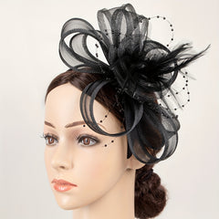 Faux Feather Mesh Veil Head Piece Fascinator for Tea Party Birthday Horse Racing