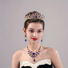 Alloy Crystal Headband Necklace Earrings Set
