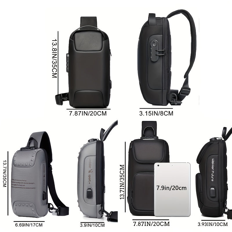 WEIXIER Men's Waterproof Waist Bag USB Charging Lock Gift For Father