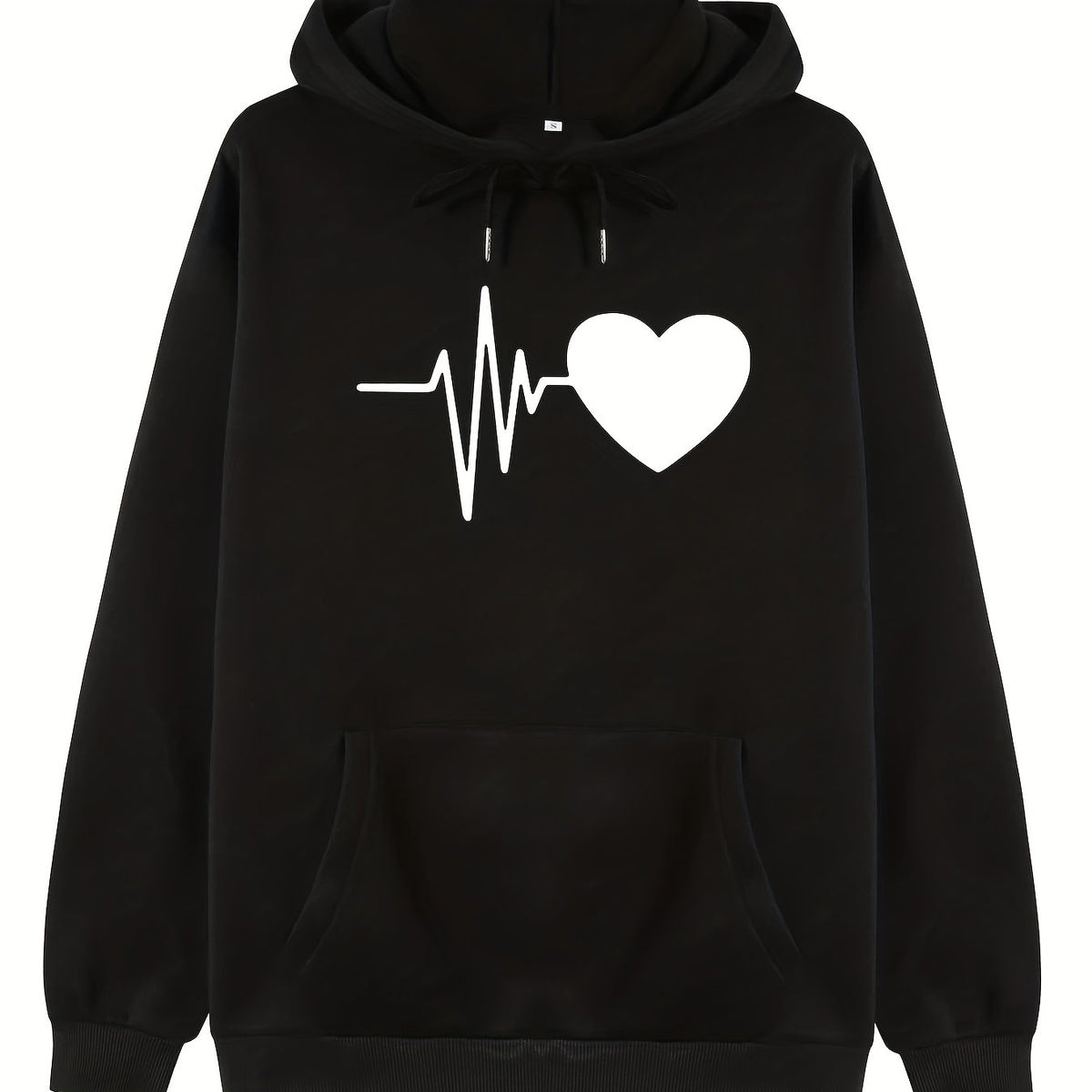 Heart Print Hoodies Casual Drawstring Long Sleeve Sweatshirt
