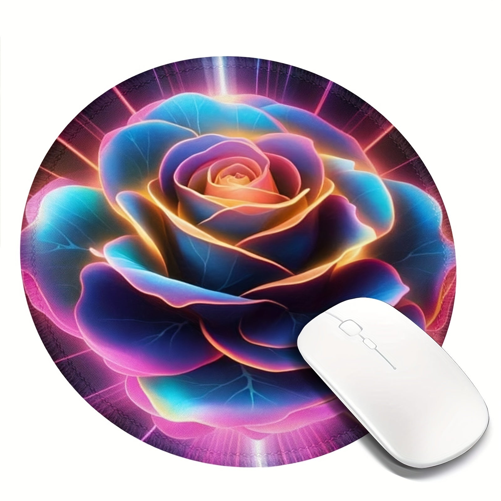 Rose Pattern 20x20cm Round Mousepad Home Office Rubber Lock Non slip Mousepad