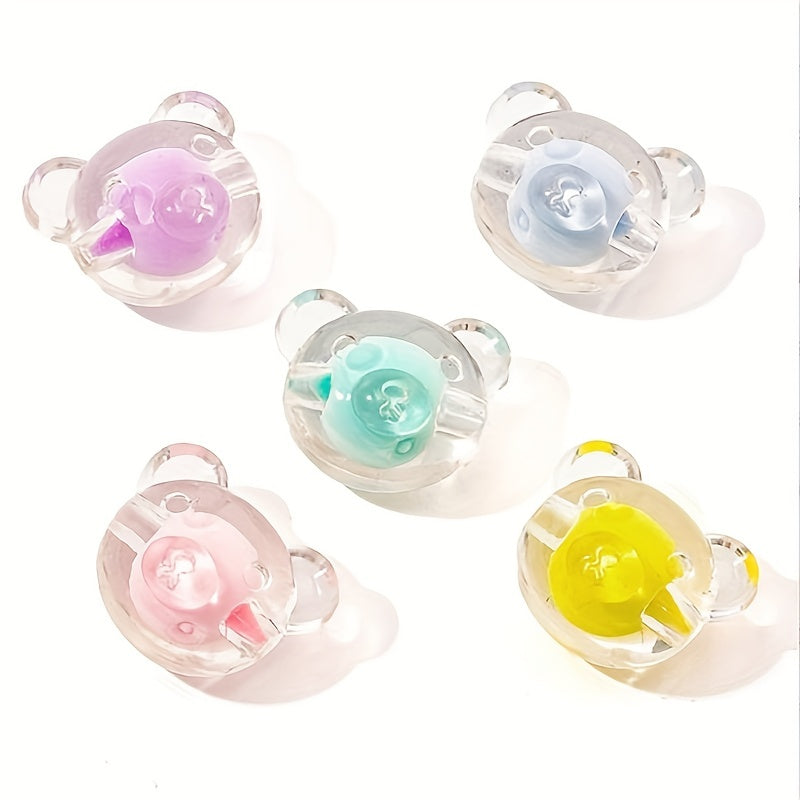 10pcs 20mm Acrylic Bear Head Beads Straight Hole Colored Medium Beads