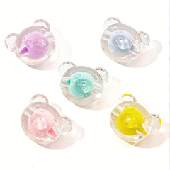 10pcs 20mm Acrylic Bear Head Beads Straight Hole Colored Medium Beads