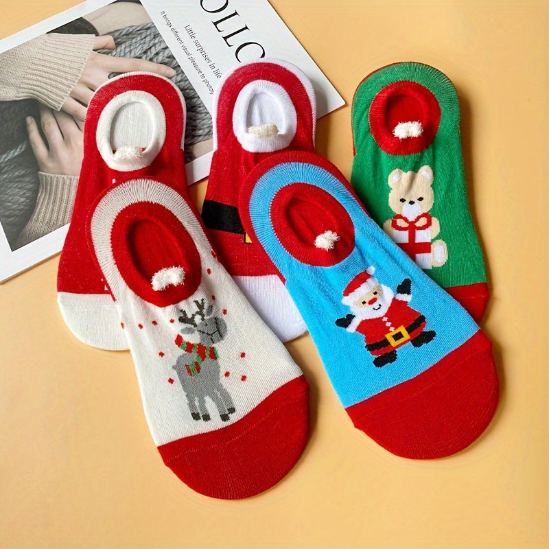 5 Pairs Christmas Print Socks & Ankle Socks Women's Stockings