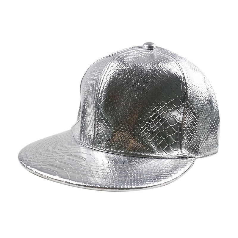 Solid PU Leather Hip hop Baseball Cap Men Street Dancing Cap