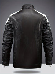 Men's Vintage Leather Jackets Fleece Outwear Casual Motorcycle