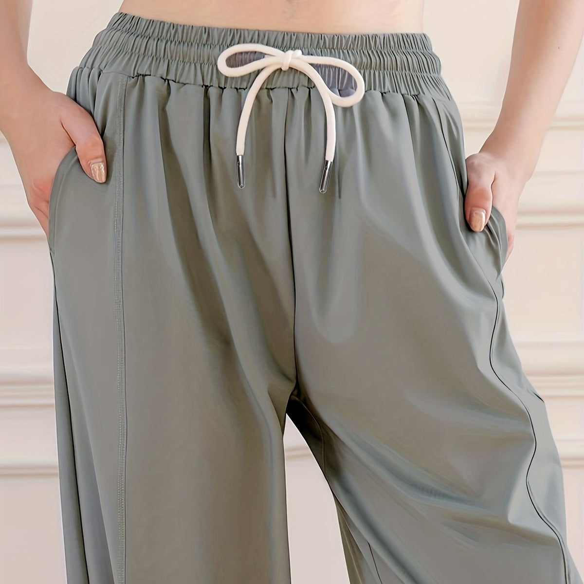 Sporty Drawstring Jogging Pants Quick Dry Activewear