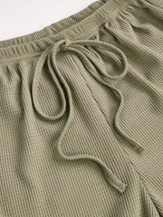 Waffle Lounge Set Crew Neck Cami Top & Pants Women's Loungewear