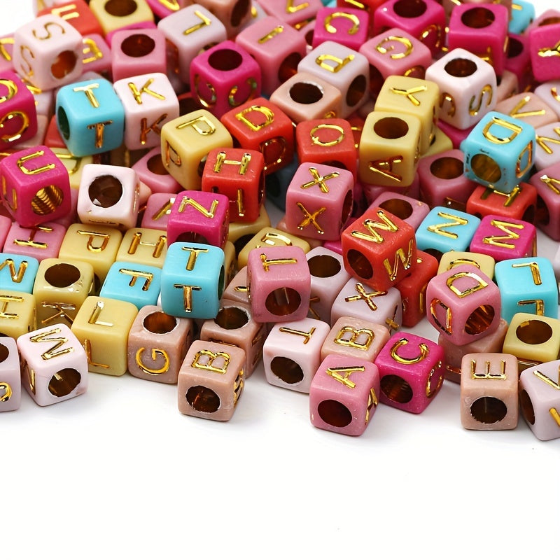 100pcs Mixed Acrylic Heart Letter Beads for DIY Jewelry Making