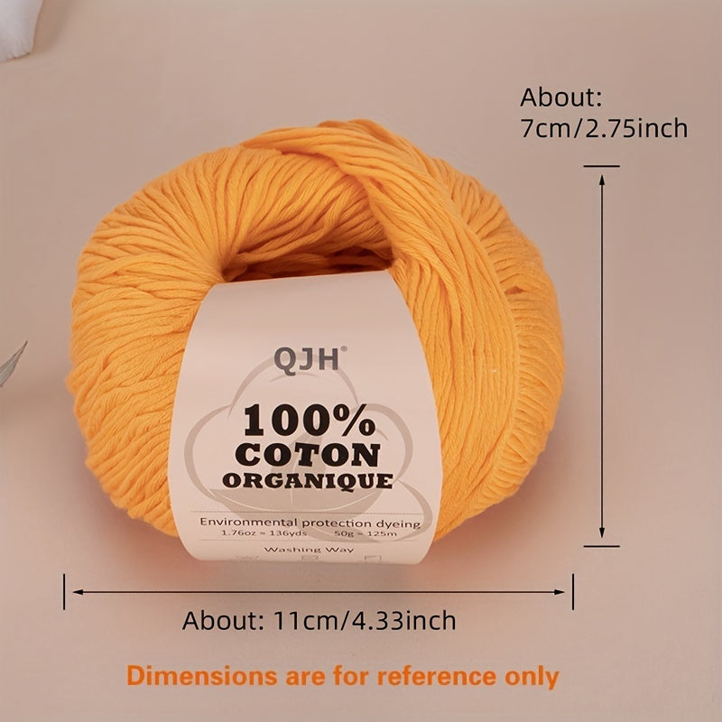 Organic Cotton Yarn Skeins Soft Crocheting Knitting Craft Project 50g roll 125m