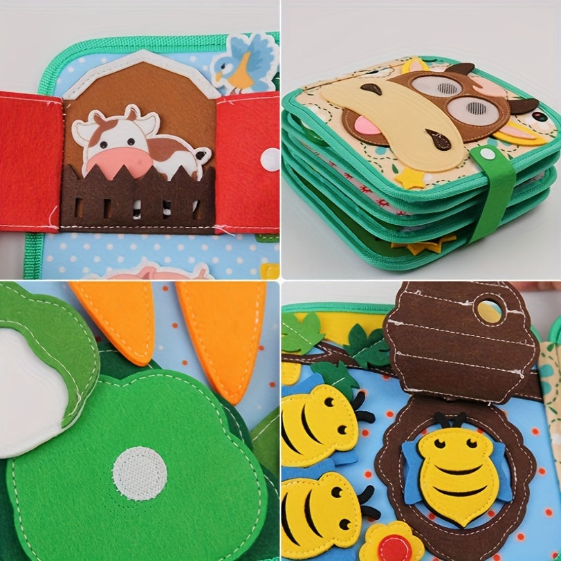AMIBOX Interactive Farm Animals & Fruits Educational Storybook Quiet Book