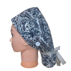 Floral Paisley Print Work Cap Vintage Adjustable Scrub Cap
