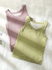 2pcs Ribbed Tank Tops Crew Neck Slim Fit Top Women's Lingerie