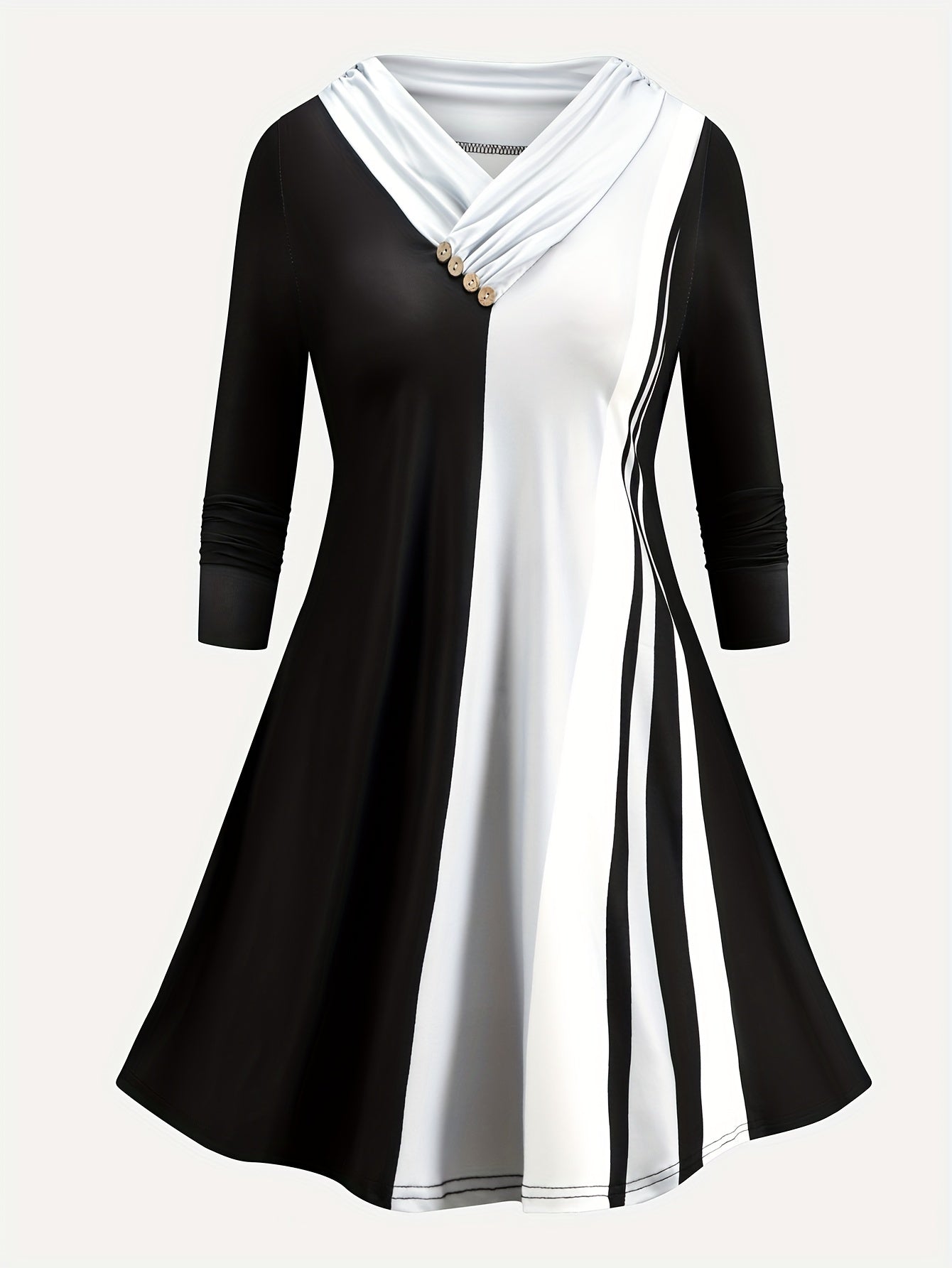 Plus Size Colorblock V Neck Top & Leggings Set
