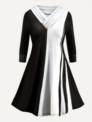 Plus Size Colorblock V Neck Top & Leggings Set