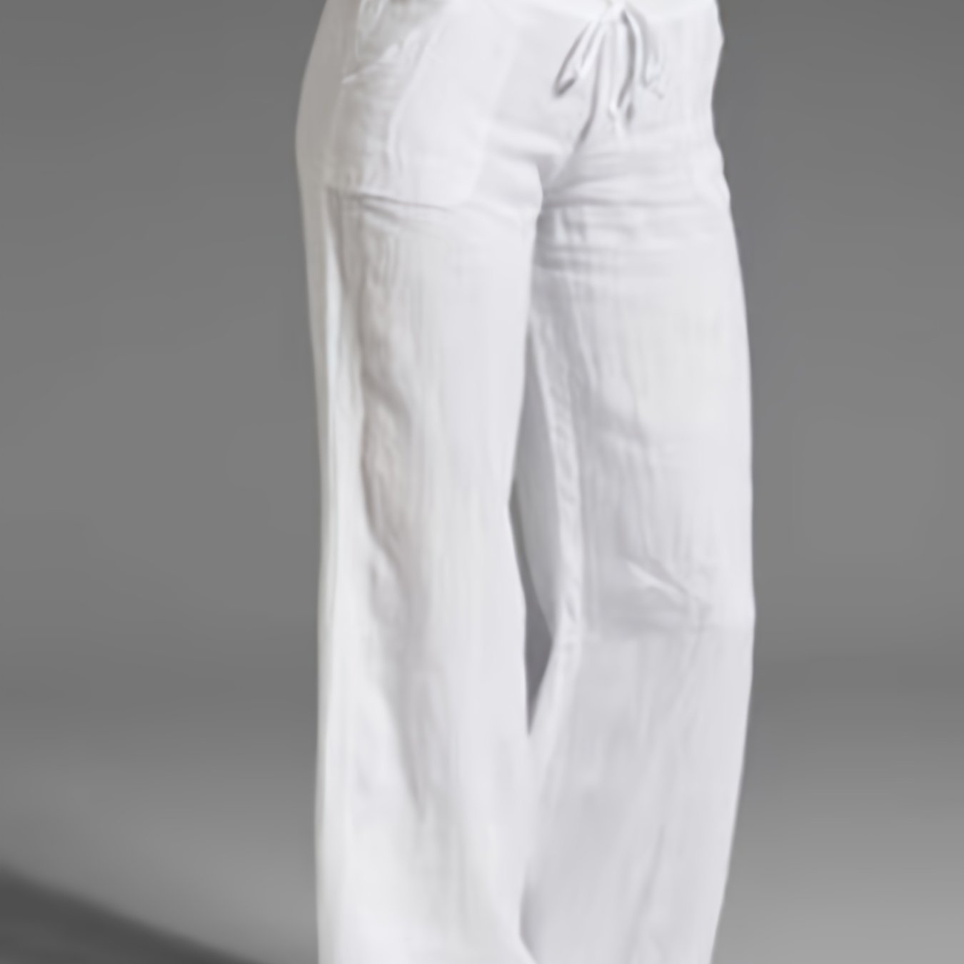 Drawstring Lace up Loose Pants Casual Solid Wide Leg