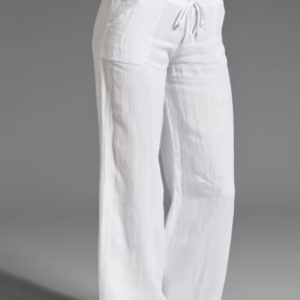Drawstring Lace up Loose Pants Casual Solid Wide Leg