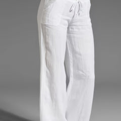Drawstring Lace up Loose Pants Casual Solid Wide Leg