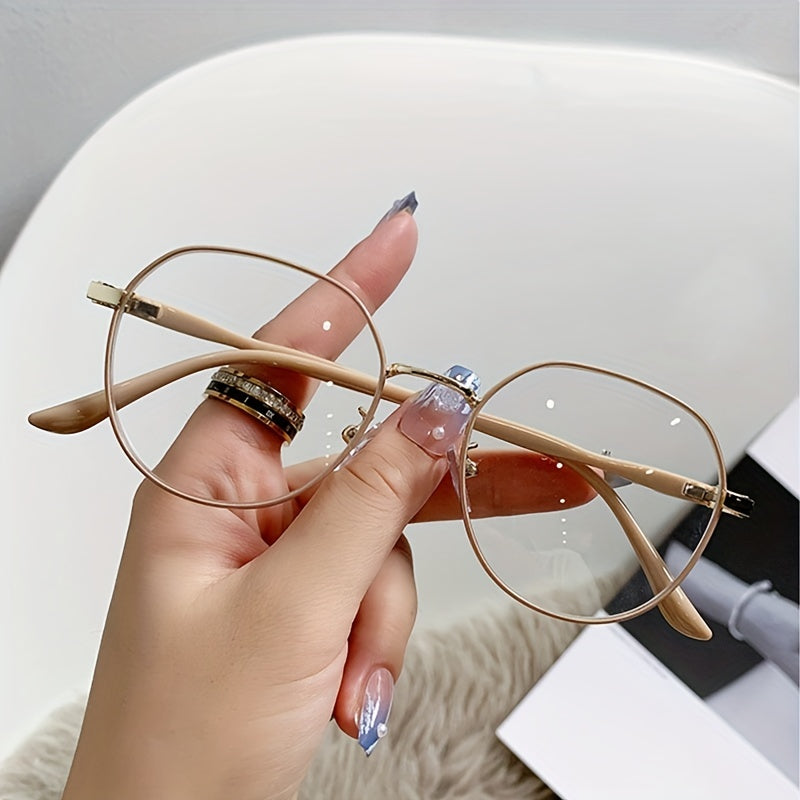 Clear Lens Eyeglasses Round Frame Thin Metal Temple Minimalist Eyewear
