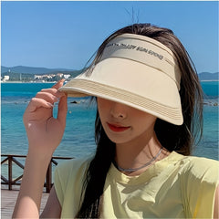 Wide Brim Ponytail Visor Hat UPF 50 UV Protection Sun Hat For Women