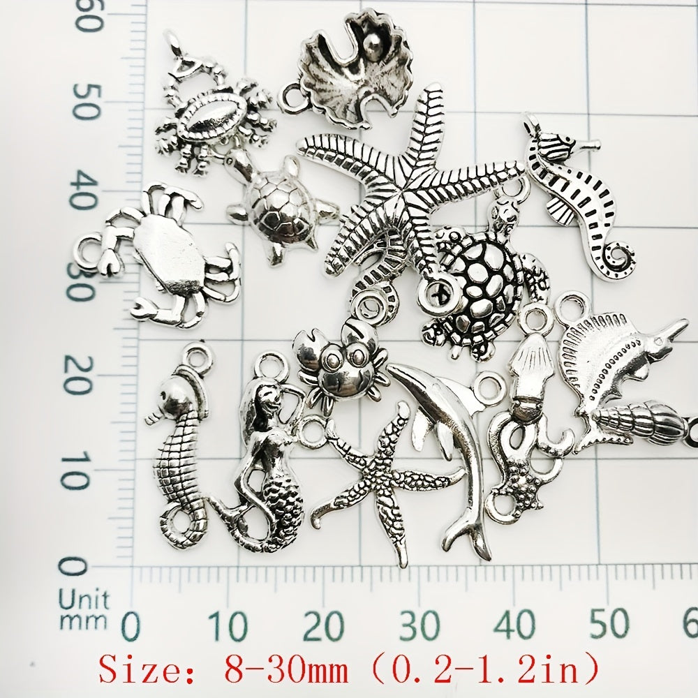 15pcs Marine Life Charms Pendants for Jewelry Turtle Octopus Star