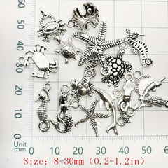 15pcs Marine Life Charms Pendants for Jewelry Turtle Octopus Star