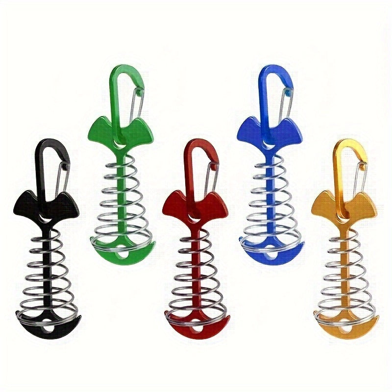 5PCS Windproof Aluminium Tent Pegs with Spring Buckle