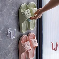 Bathroom Wall-mounted Slipper Drain Rack with Hooks
