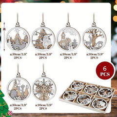 6pcs Winter Wonderland Farmhouse Christmas Tree Ornaments