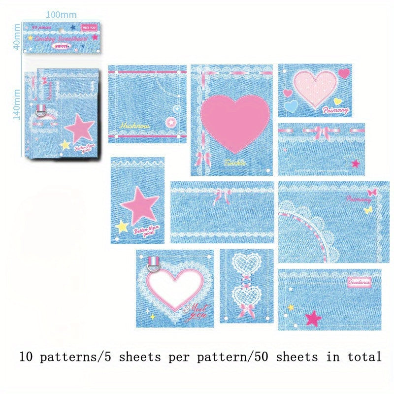50pcs Tearable Sticky Notes - Add Personality to Messages