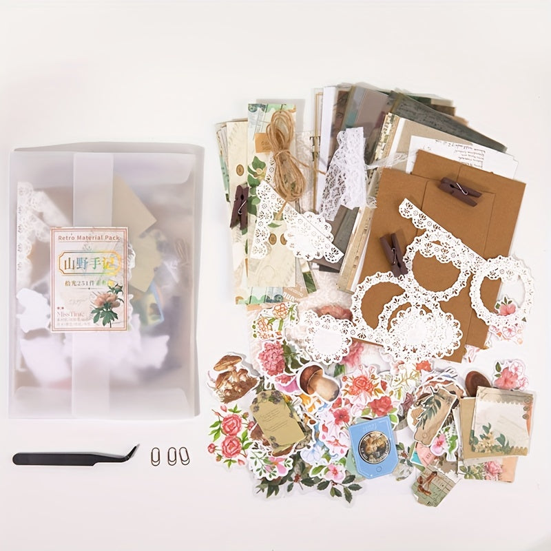 251pcs DIY Craft Set Tweezers Clips Letter Paper Scrapbooking Supplies