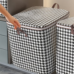 Large Capacity Houndstooth Print Bag Dustproof Zipper Organizer