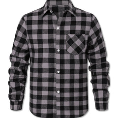 Plaid Print Men's Casual Long Sleeve Shirt with Chest Pocket