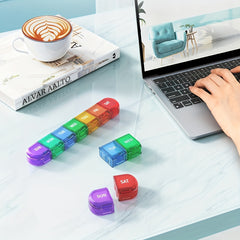 Large 7-Day Pill Organizer Rainbow Case with Detachable Compartments