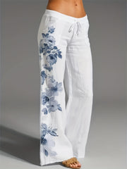 Drawstring Lace up Loose Pants Casual Solid Wide Leg