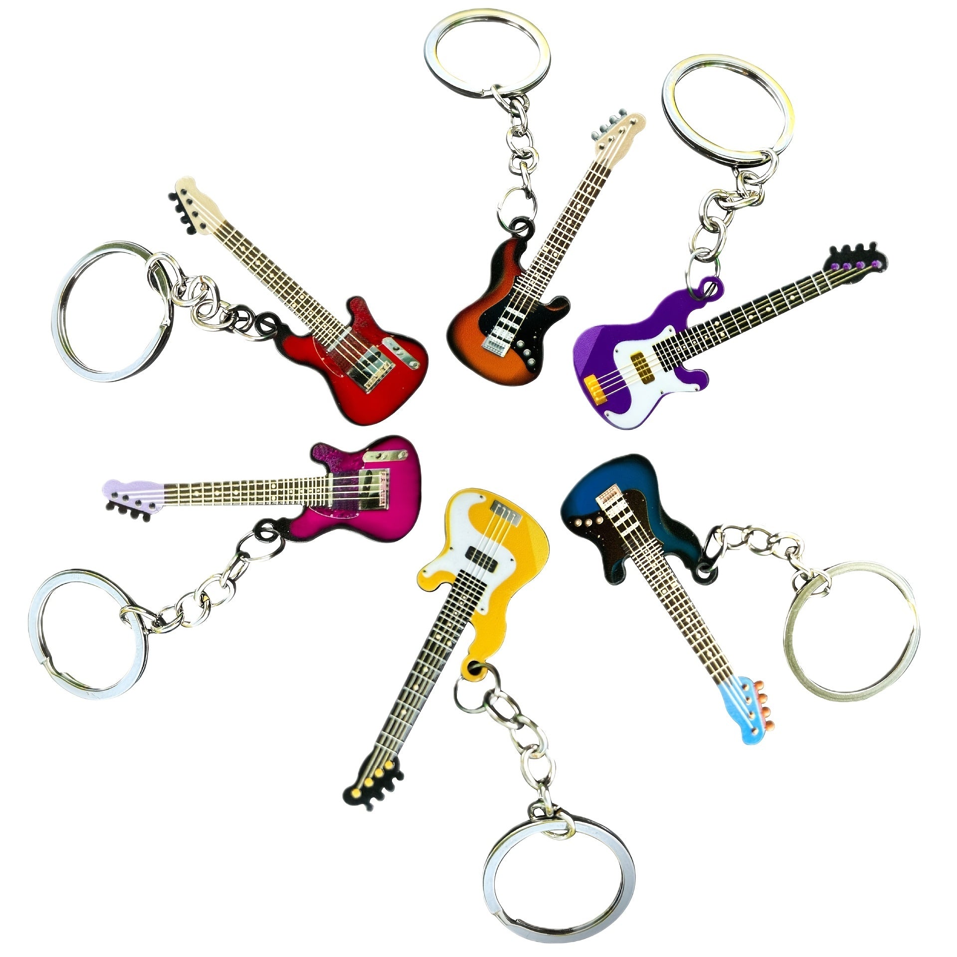 Colorful Guitar Instrument Shape Pendant Keychain